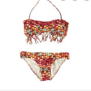NWT Hobie Chevron fringe bandeau bikini Medium